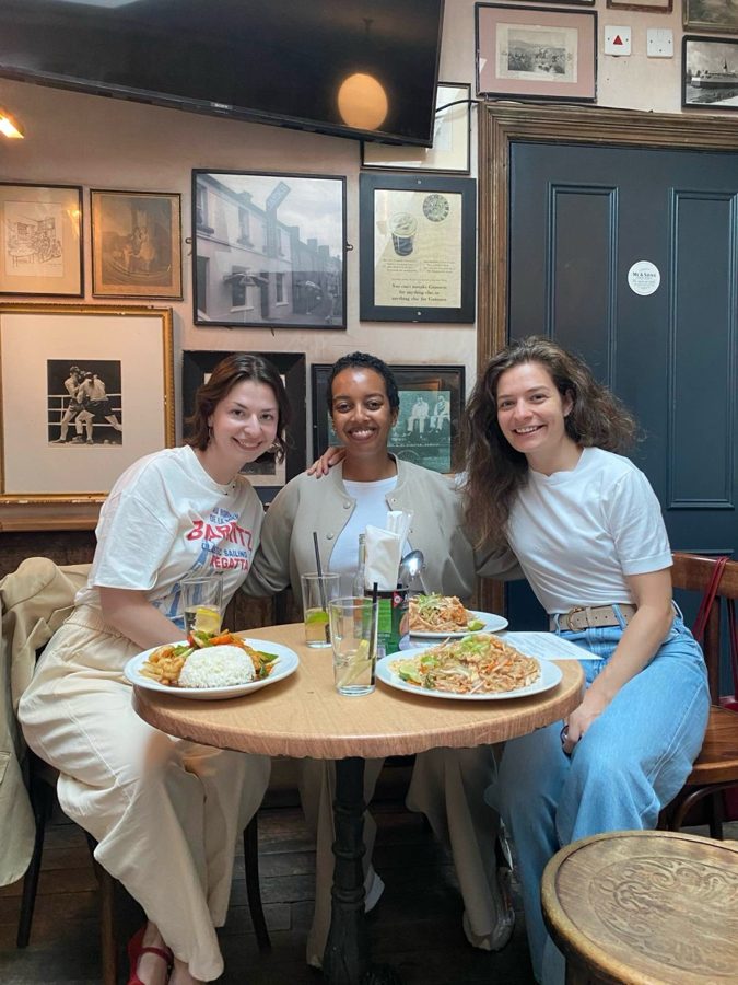Researchers at a lunch meetup